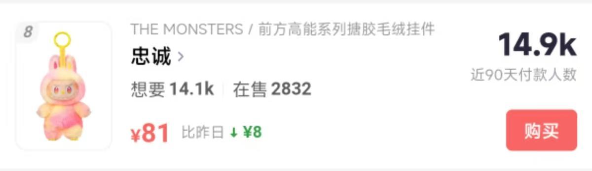 LABUBU二手价全线走低！迷你LA隐藏
